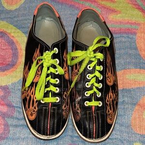 Black and Orange Flame BowlingShoes